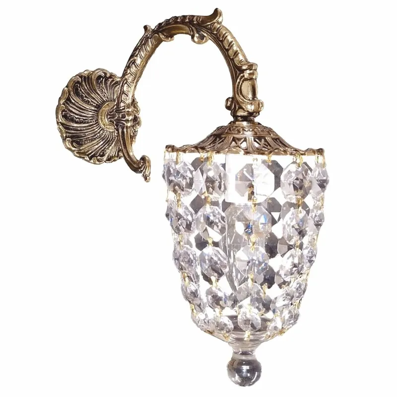 Casa Padrino Luxus Barock Kristallglas Wandleuchte Antik Messing H. 31 cm Beliebt