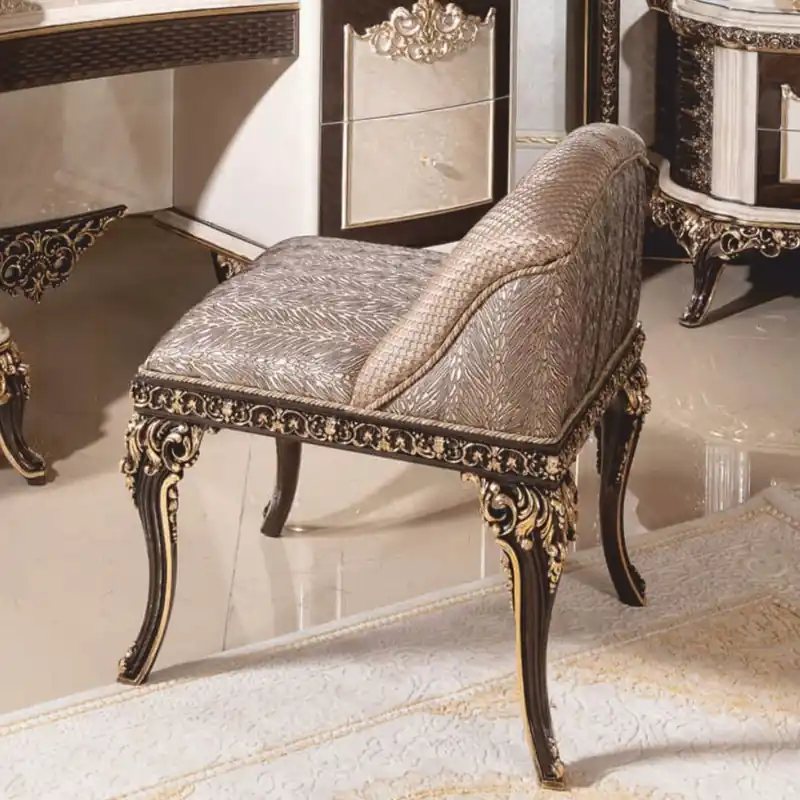Schneller Versand Casa Padrino Luxus Barock Hocker Grau / Dunkelbraun / Gold - Barock Möbel