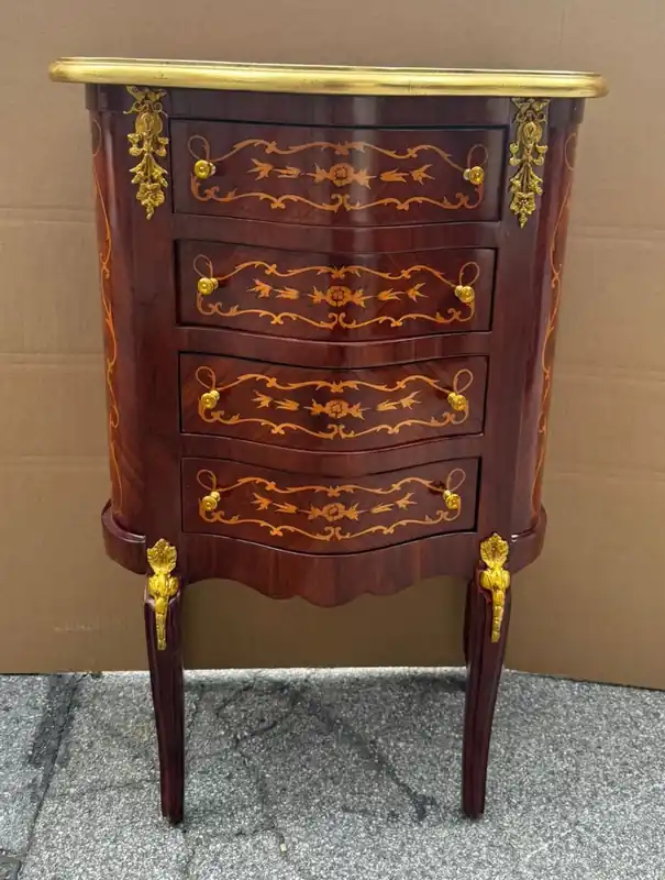 Günstig Casa Padrino Barock Kommode mit 4 Schubladen Braun Intarsien / Gold H. 80 cm