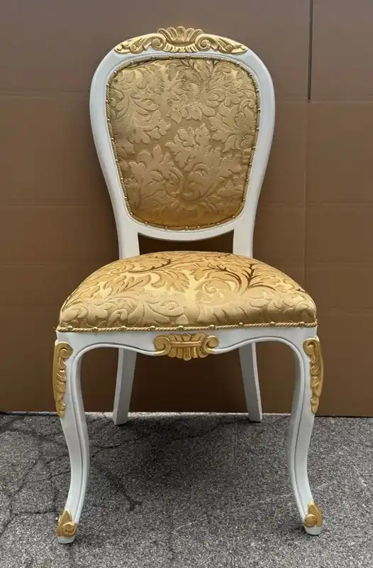 Wochenendangebot Casa Padrino Luxus Barock Esszimmer Stuhl Gold / Weiß / Gold H. 108 cm - Barock Möbel