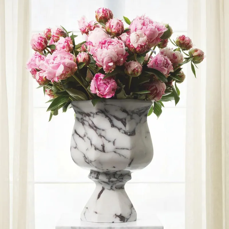 Nur Für Kurze Zeit Casa Padrino Luxus Barock Marmor Vase Weiß H. 35,5 cm - Barock Deko Accessoires