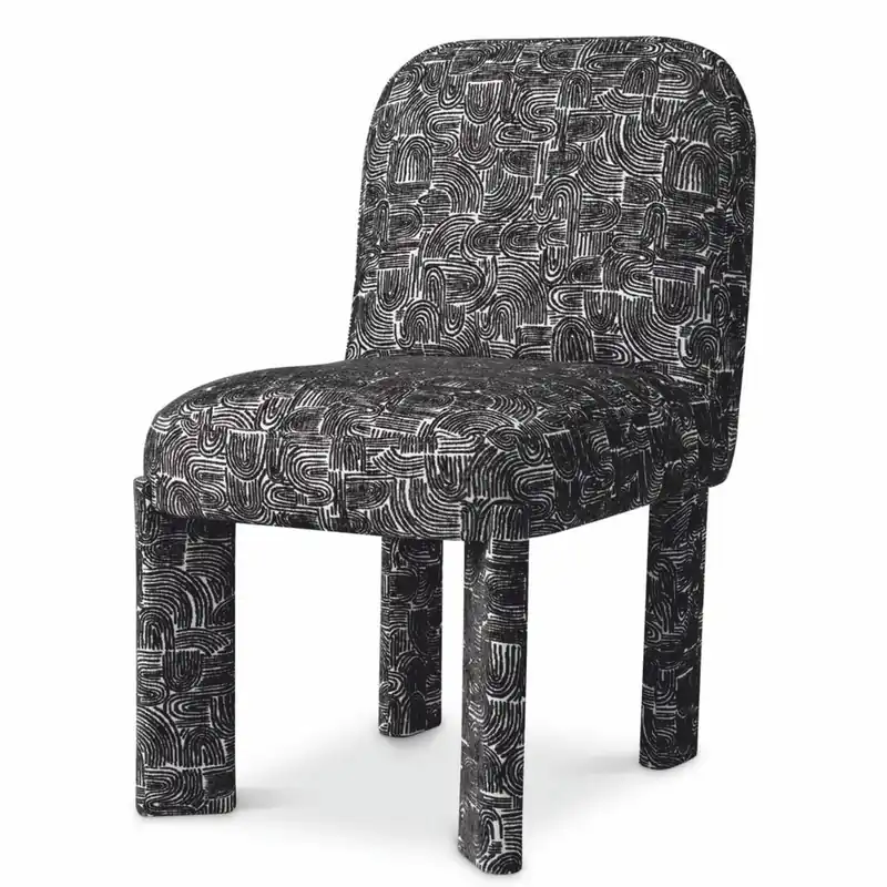 Casa Padrino Luxus Esszimmer Stuhl Schwarz / Weiß H. 84,5 cm - Esszimmer Möbel Neu
