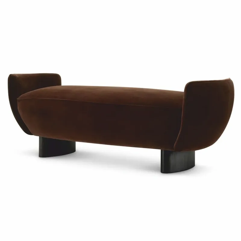 Casa Padrino Luxus Samt Sitzbank Braun / Schwarz 151 cm - Luxus Hotel Möbel Top-Angebot