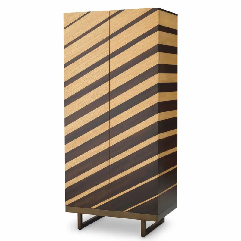 Casa Padrino Luxus Barschrank Naturfarben / Dunkelbraun / Bronze H. 175 cm - Bar Möbel Solange Der Vorrat Reicht