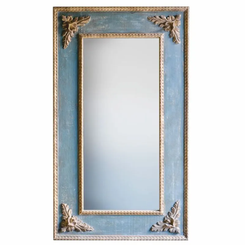 Casa Padrino Luxus Barock Spiegel Blau / Naturfarben H. 129 cm - Made in Italy Heißes Angebot