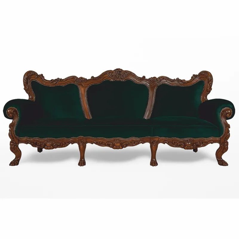 Echt Casa Padrino Luxus Barock Samt Sofa Dunkelgrün / Braun 227 cm - Barock Möbel