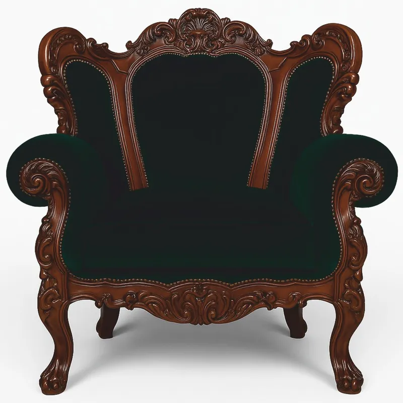 Casa Padrino Luxus Barock Samt Sessel Dunkelgrün / Braun - Barockstil Wohnzimmer Möbel Schneller Versand