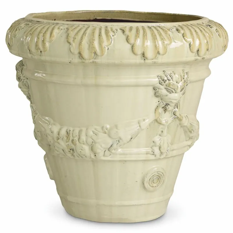 Casa Padrino Luxus Barock Keramik Blumentopf Antik Sandfarben Ø 60 x H. 56 cm - Garten Deko Echt