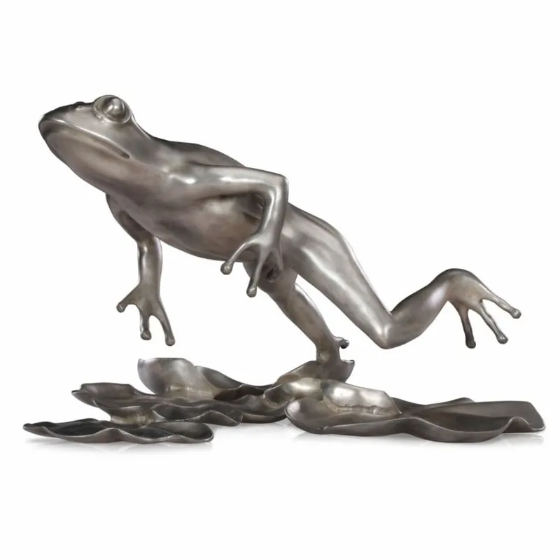 Casa Padrino Luxus Bronze Figur Frosch Silber 39 cm - Deko Bronze Skulptur Neu Im Sortiment