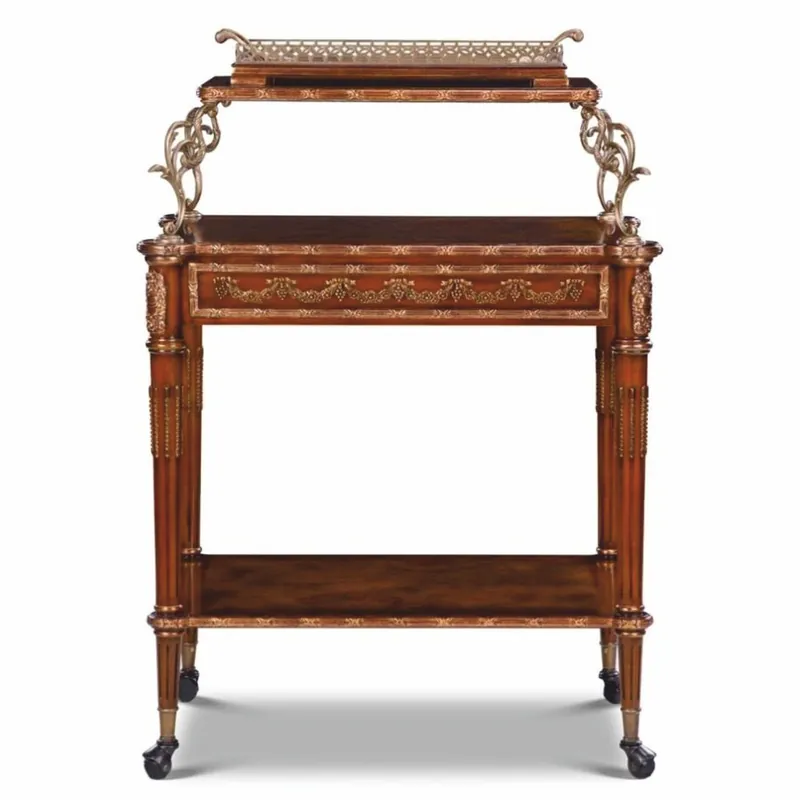 Sonderaktion Casa Padrino Luxus Barock Servierwagen Braun / Messing / Silber - Barockstil Teewagen