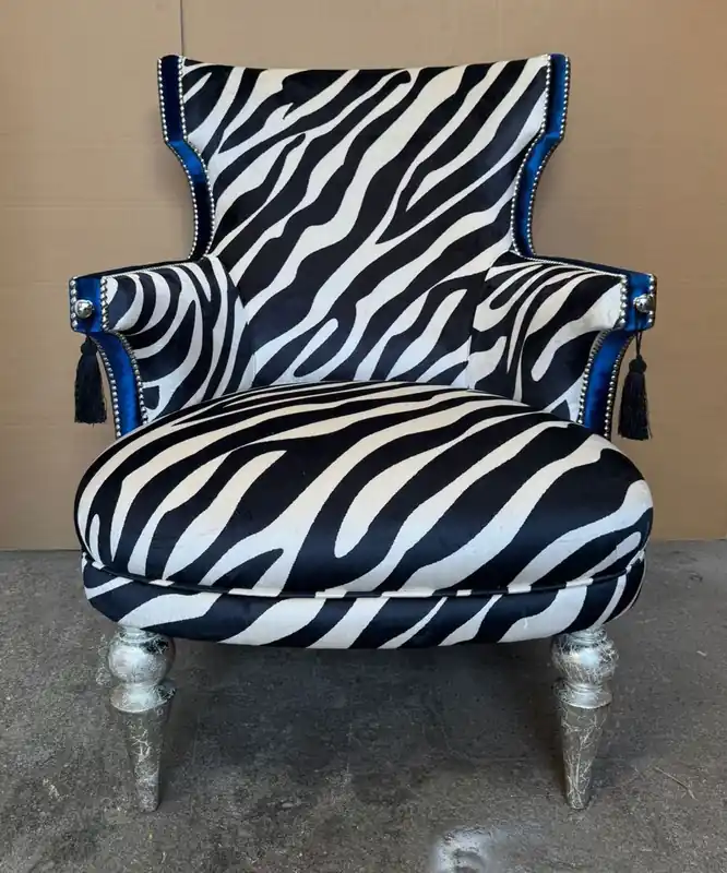 Letzte Chance Casa Padrino Barock Wohnzimmer Sessel mit Zebra Design - Barock Möbel