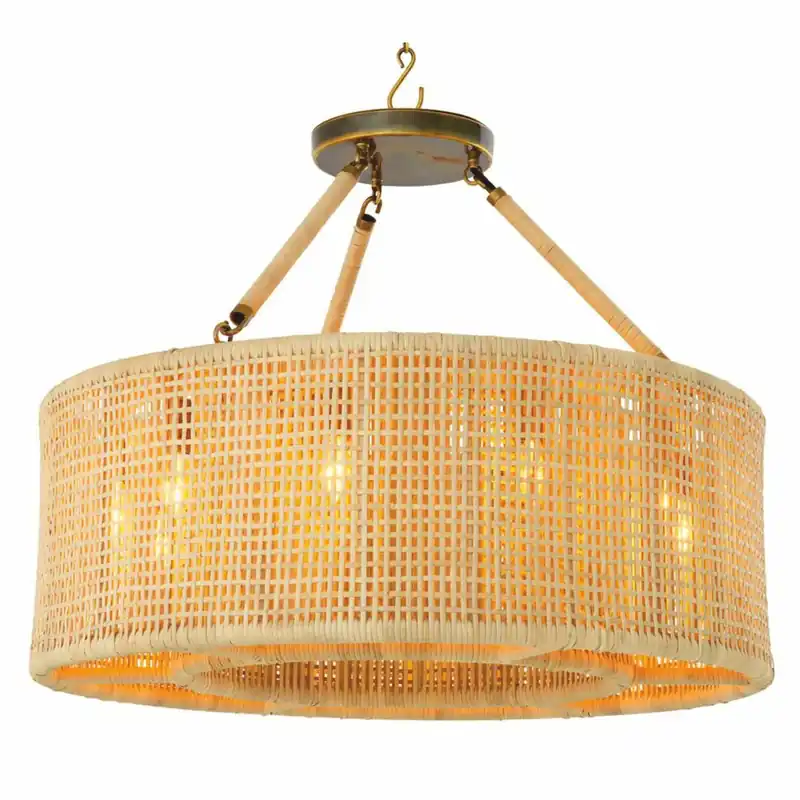 Preiswert Casa Padrino Luxus Rattan Kronleuchter Naturfarben Ø 80 cm - Luxus Leuchten