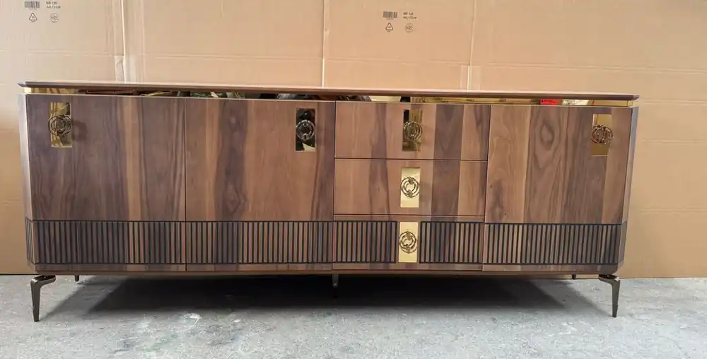 Casa Padrino Luxus Sideboard mit 3 Türen und 3 Schubladen Braun / Schwarz / Gold 200 cm Meistverkauft