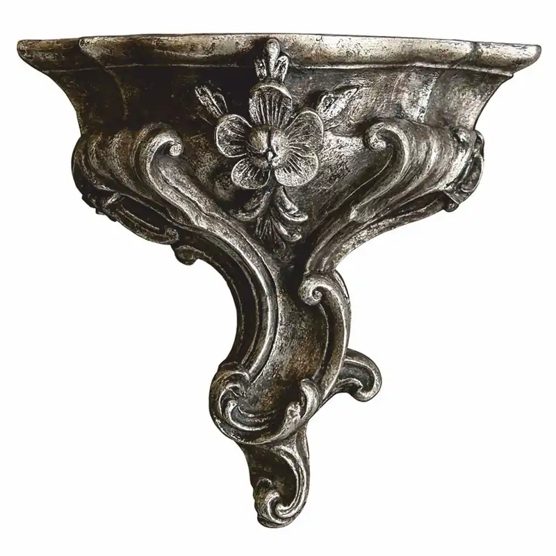 Casa Padrino Luxus Barock Wandkonsole Antik Silber / Schwarz H. 23 cm - Made in Italy Sale