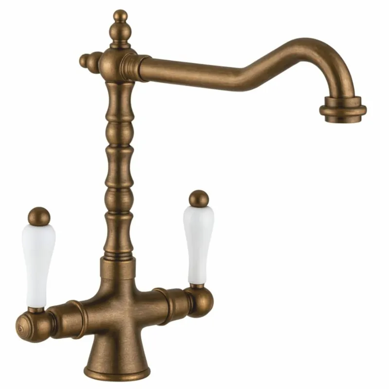 Günstig Casa Padrino Jugendstil Retro Waschtischarmatur Bronze / Weiß H. 30,5 cm - Made in Italy