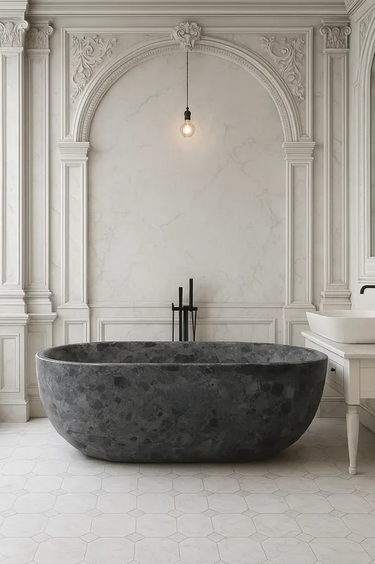 Casa Padrino Freistehende Luxus Marmor Badewanne Anthrazit 178 cm Nur Für Kurze Zeit