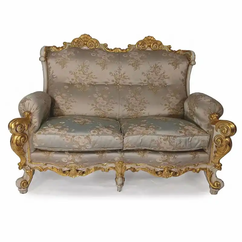 Casa Padrino Luxus Barock Hotel & Wohnzimmer Sofa Silber / Grau / Gold 150 cm - Made in Italy Sichere Zahlung