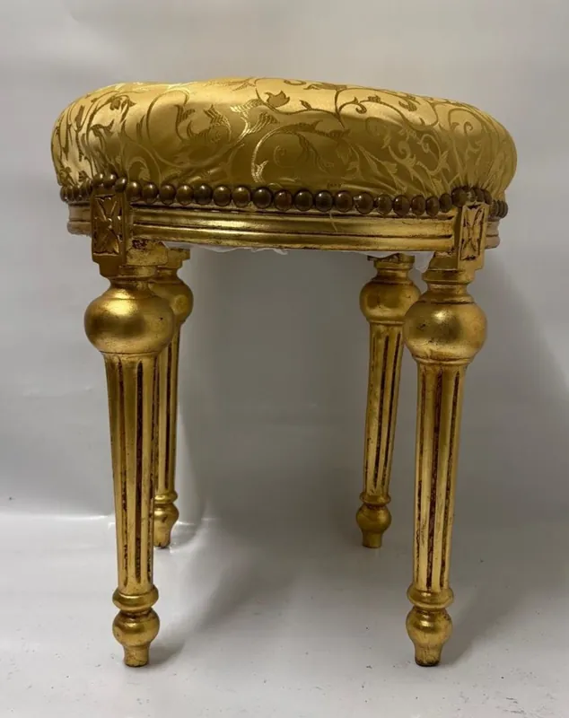 Casa Padrino Barock Hocker Gold / Antik Gold H. 54 cm - Runder Barockstil Sitzhocker Mega-Angebot