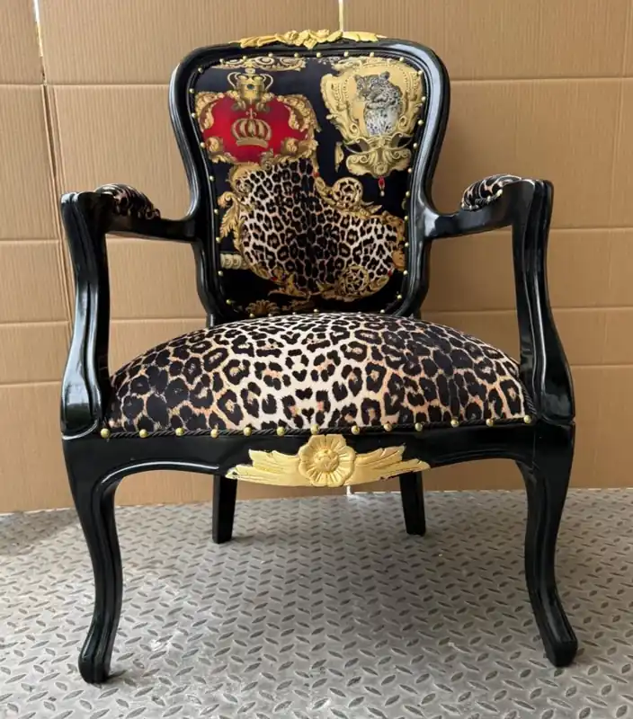 Top-Angebot Pompöös by Casa Padrino Luxus Barock Salon Stuhl Leopard / Schwarz - designed by Harald Glööckler