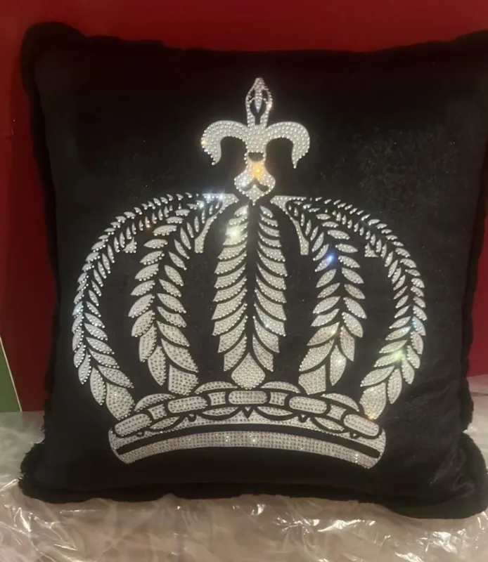 Nur Für Kurze Zeit Harald Glööckler Luxus Deko Kissen Pompöös by Casa Padrino Krone mit Strass Steinen Schwarz / Silber