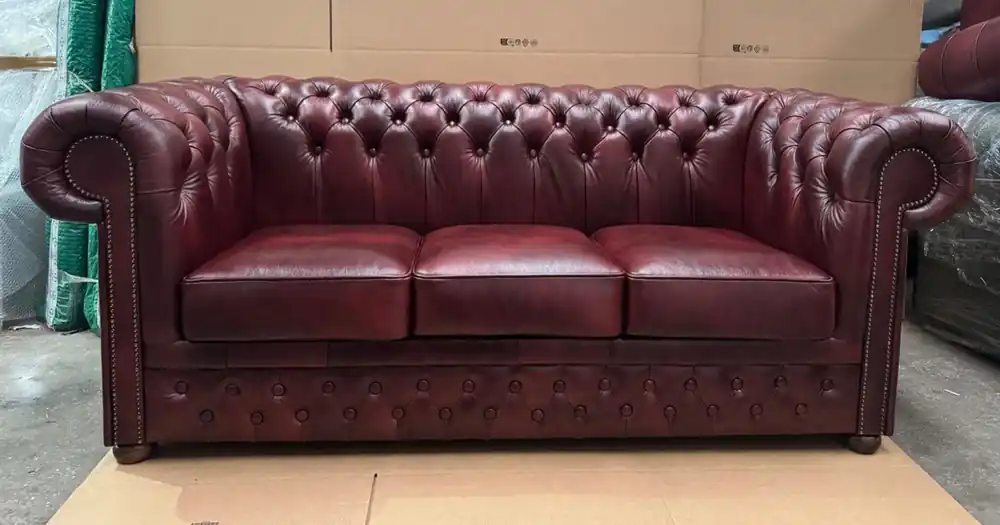 Billig Casa Padrino Luxus Chesterfield Leder Sofa Bordeauxrot / Dunkelbraun 200 cm