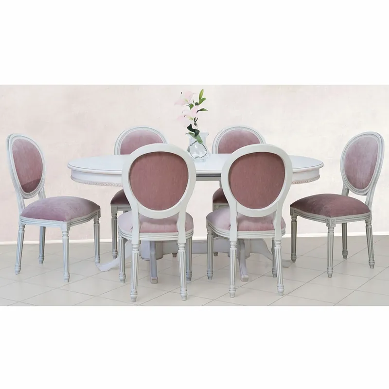 Casa Padrino Luxus Barock Esszimmer Set Pink / Weiß - Barock Esszimmer Möbel Top-Angebot