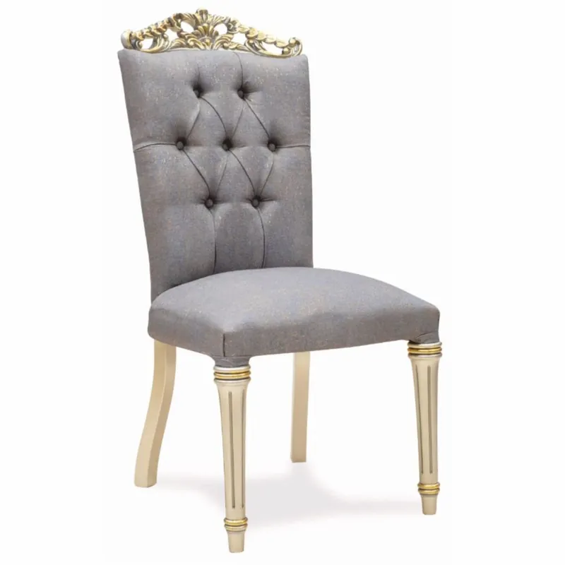 Casa Padrino Luxus Barock Esszimmer Stuhl Grau / Creme / Gold H. 108 cm - Barock Möbel Neu Im Sortiment