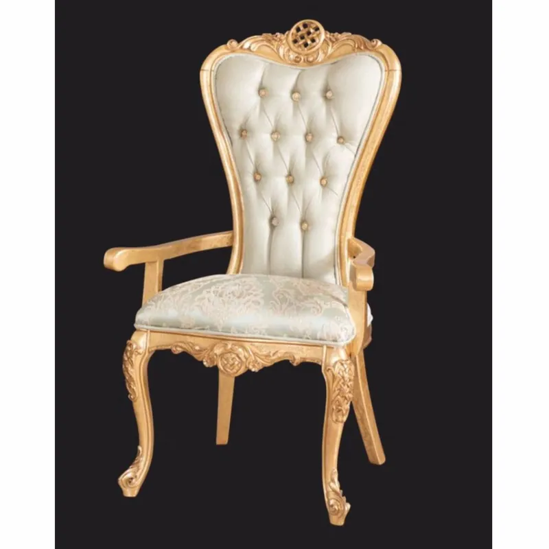 Sonderaktion Casa Padrino Luxus Barock Esszimmer Stuhl mit Armlehnen Grün / Gold - Barock Möbel
