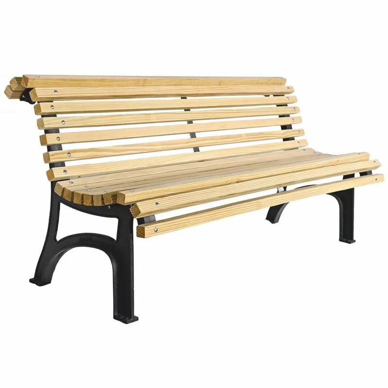 Casa Padrino Parkbank - Stadtbank Naturfarben / Schwarz 180 cm - Outdoor Möbel Nur Heute