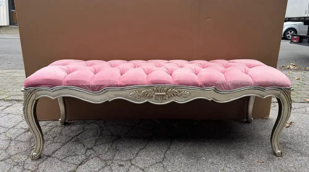 Casa Padrino Barock Sitzbank Rosa / Silber 140 cm - Barockstil Möbel Schneller Versand