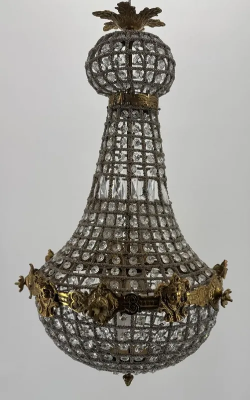 Casa Padrino Barock Kristall Kronleuchter Antik Messing H. 73 cm - Barock Leuchten Nur Für Kurze Zeit