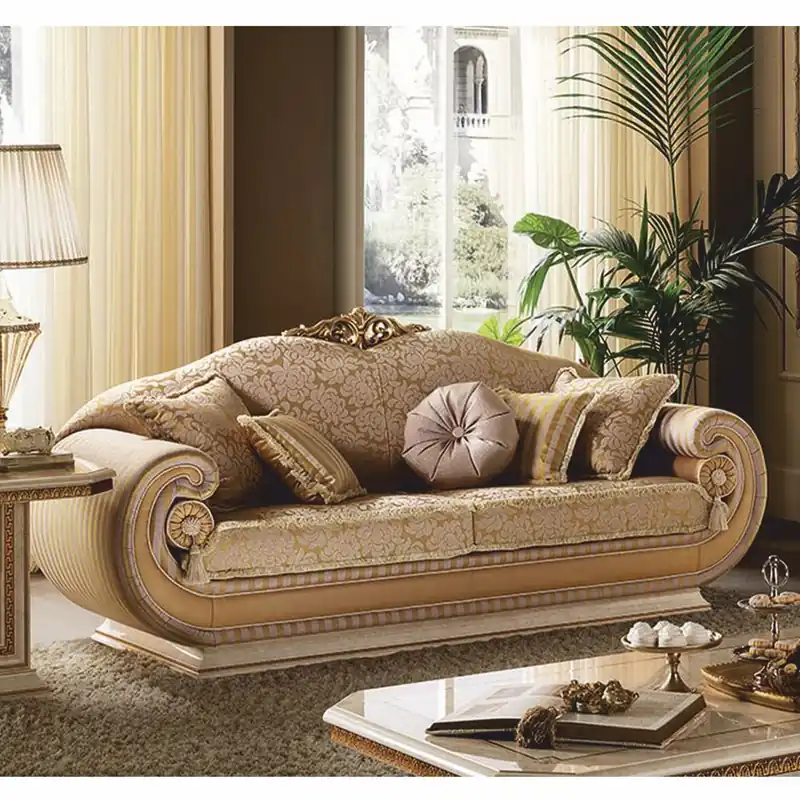 Bestpreis Casa Padrino Luxus Barock Sofa Gold / Creme 228 cm - Barock Möbel - Made in Italy