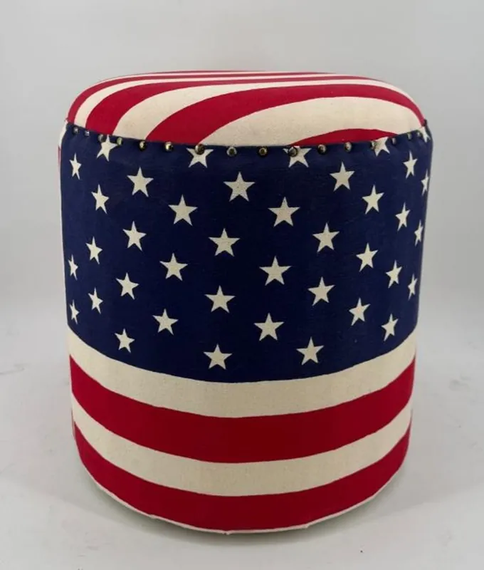 Kracherpreis Casa Padrino Hocker mit USA Design - Runder Sitzhocker mit amerikanischer Flagge
