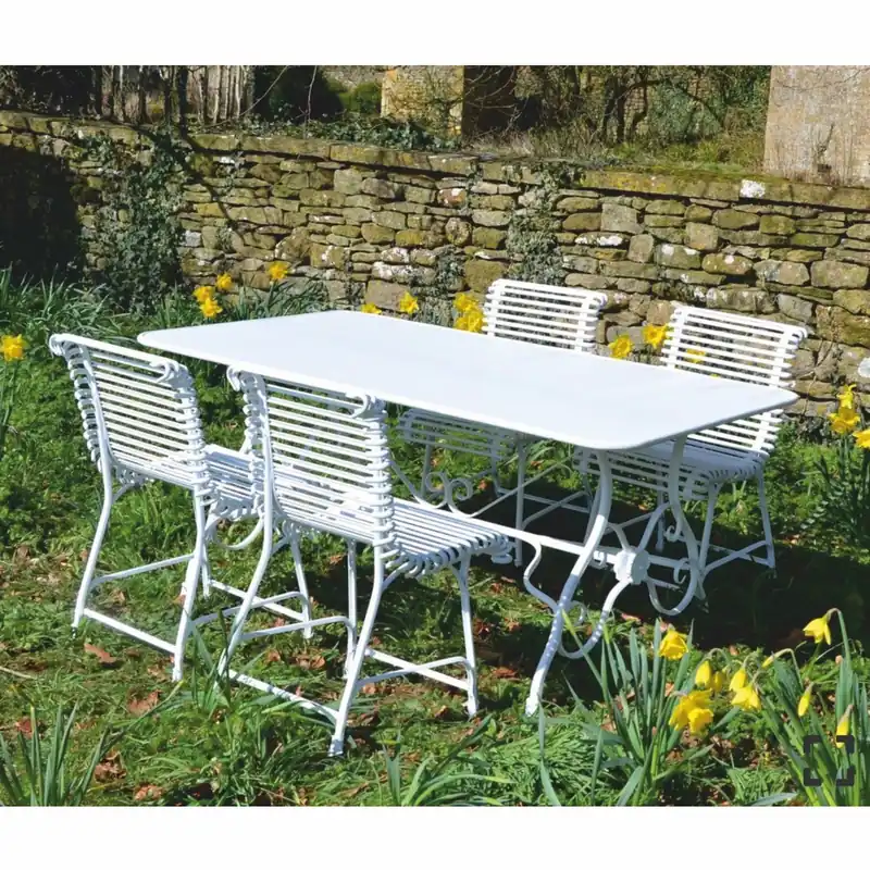 Meistverkauft Casa Padrino Jugendstil Schmiedeeisen Garten Möbel Set Weiß - Garten Tisch & 4 Stühle
