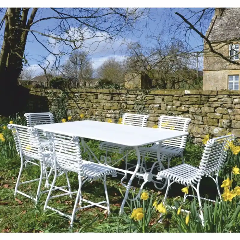 Beliebt Casa Padrino Jugendstil Schmiedeeisen Garten Möbel Set Weiß - Garten Tisch & 6 Stühle
