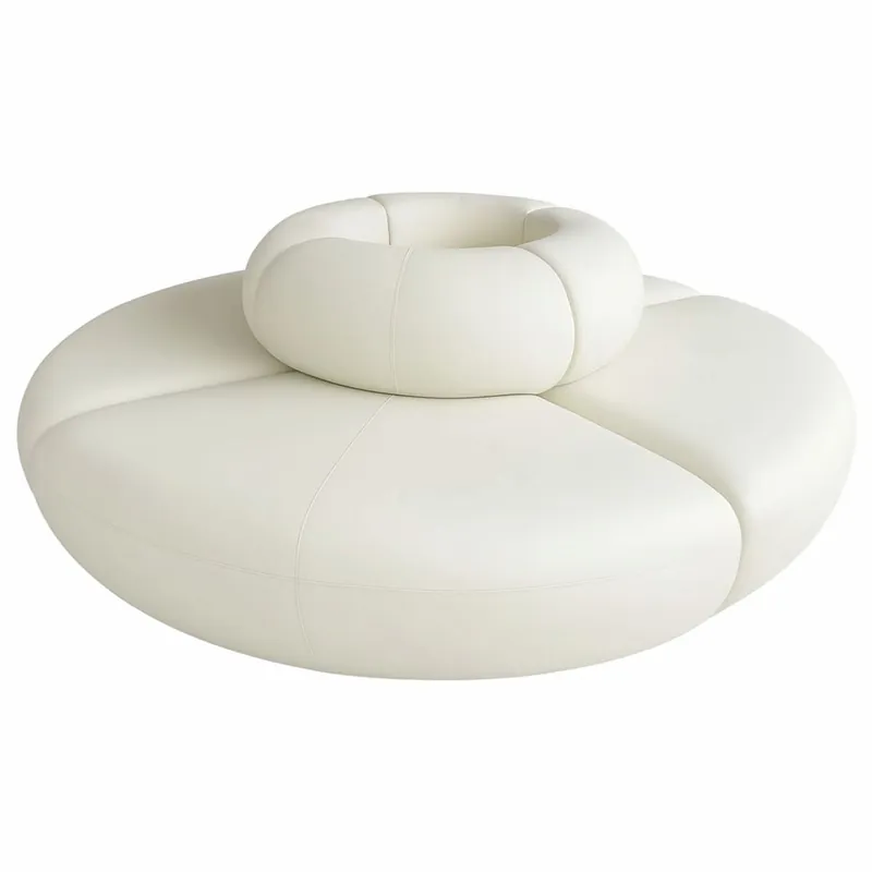 Casa Padrino Luxus Sofa Creme Ø 340 x H. 72 cm - Rundes Modulares Kunstleder Sofa Super-Preis
