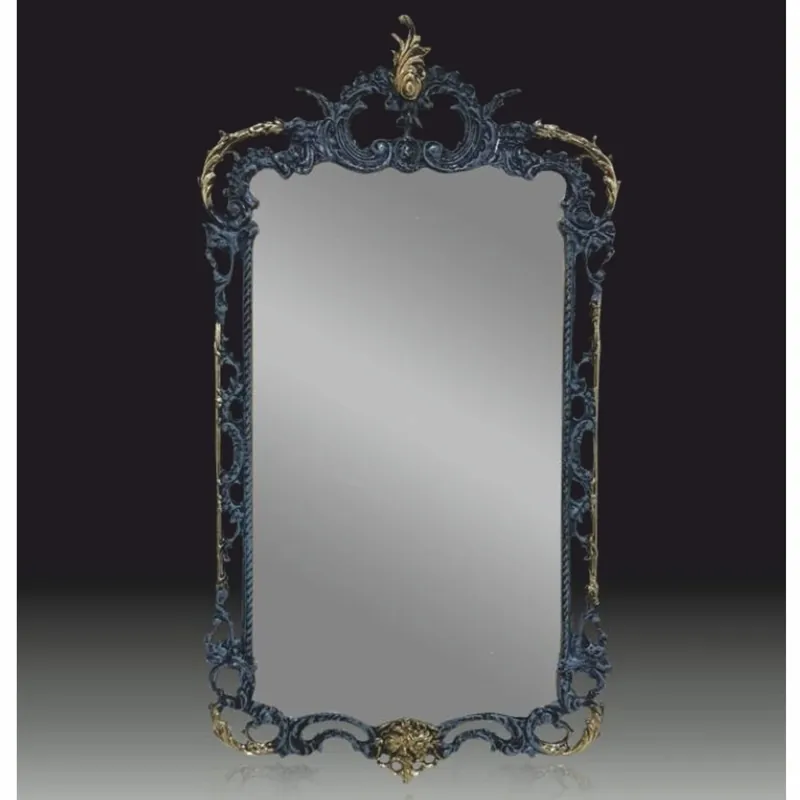 Neu Im Sortiment Casa Padrino Luxus Barock Bronze Spiegel Blau / Gold H. 83 cm - Barock Möbel