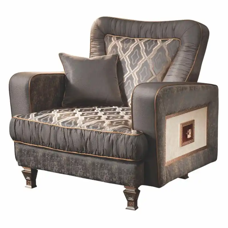 Angebot Casa Padrino Luxus Barock Sessel Grau / Weiß / Braun / Kupfer - Made in Italy