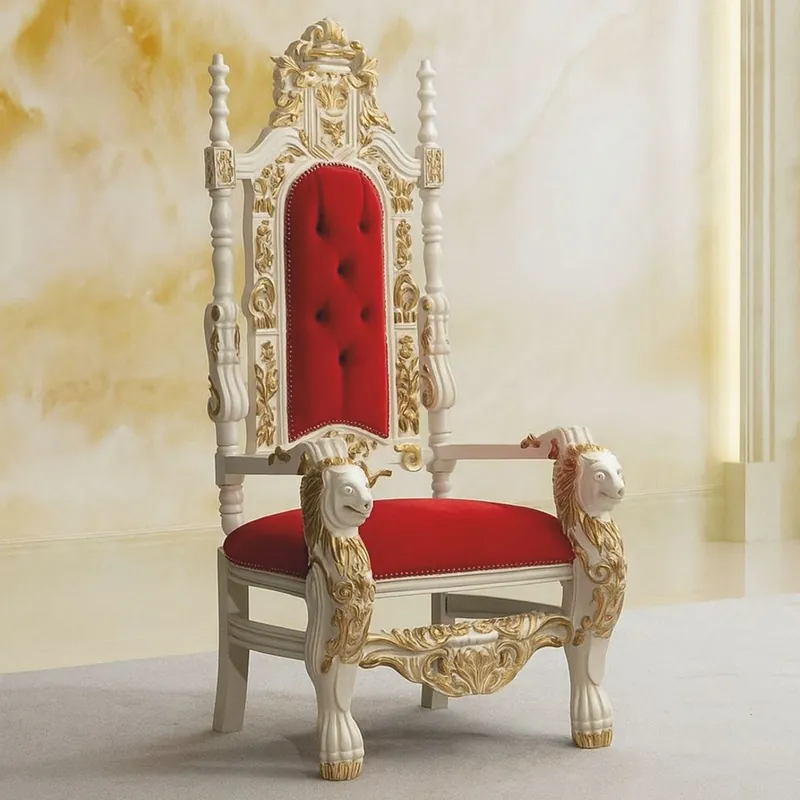 Casa Padrino Luxus Barock Thron Sessel Rot / Creme / Gold - Barockstil Möbel Must-Have