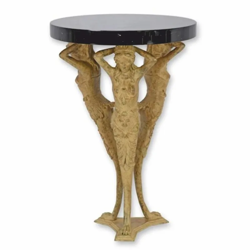Casa Padrino Barock Bronze Beistelltisch mit Marmorplatte Beige / Schwarz H. 67 cm Heißes Angebot