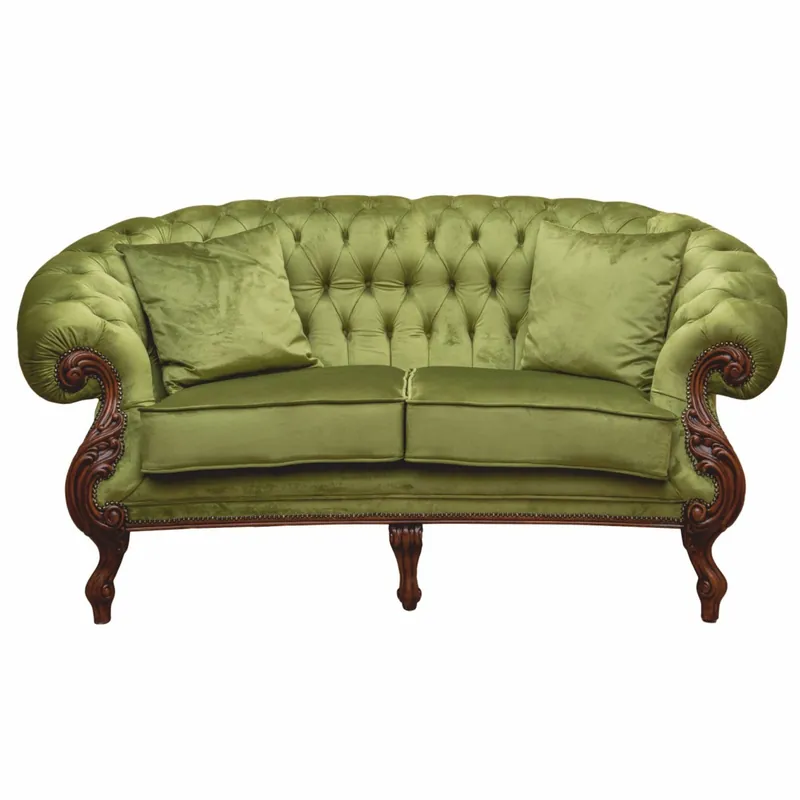 Heißes Angebot Casa Padrino Luxus Barock Samt Sofa Grün / Dunkelbraun 165 cm - Barock Möbel
