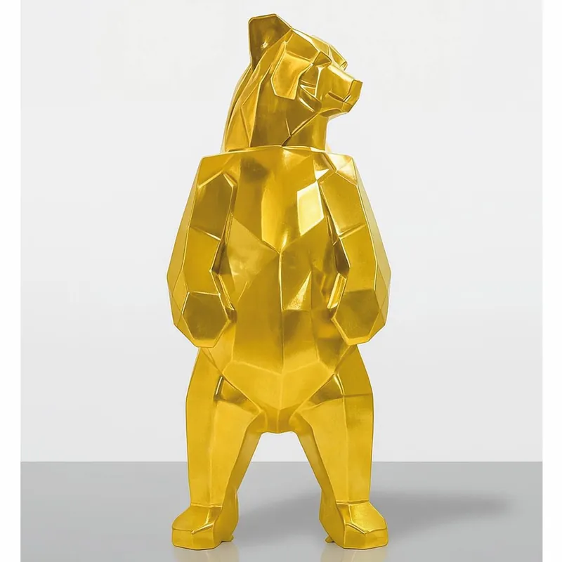 Casa Padrino XXL Deko Skulptur Bär Gold H. 190 cm - Abstrakte Deko Figur Kracherpreis