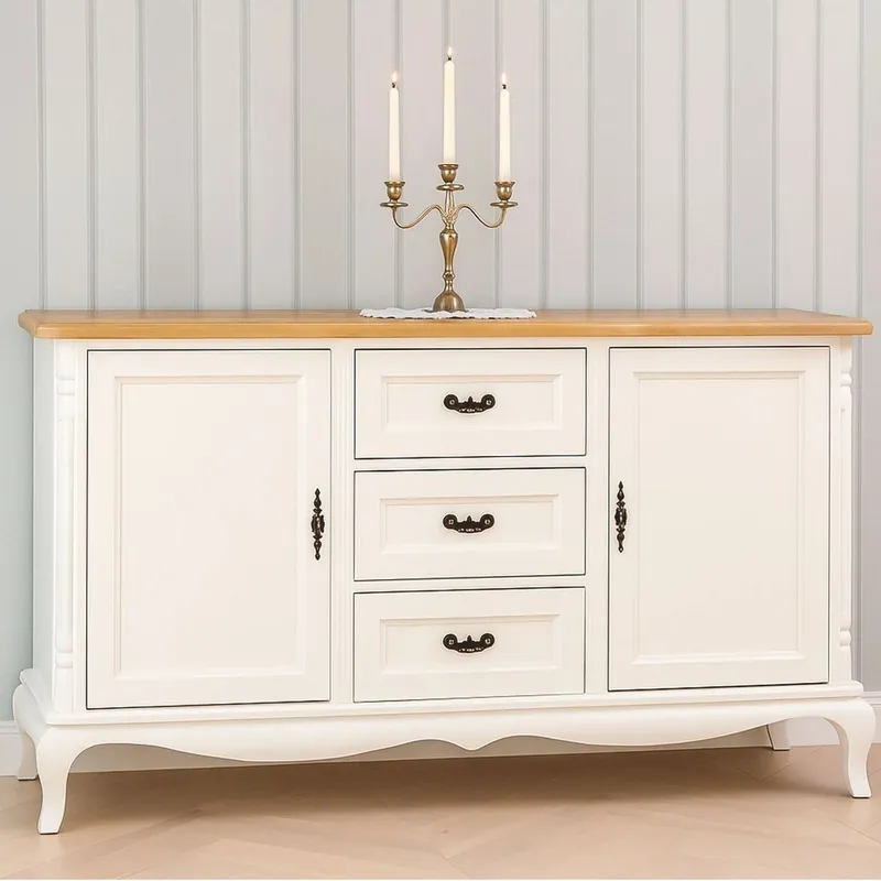 Direktkauf Casa Padrino Landhausstil Sideboard Creme / Naturfarben 158 cm - Landhausstil Möbel