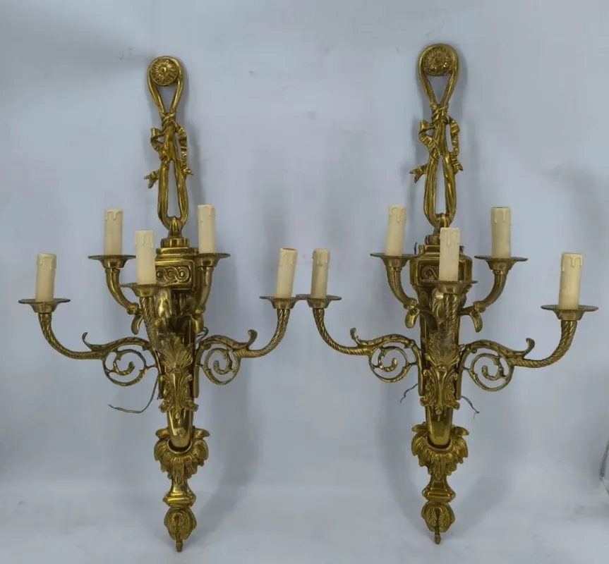 Schnäppchen Casa Padrino Barock Wandleuchten Set Gold H. 86 cm - Barock Wanddeko