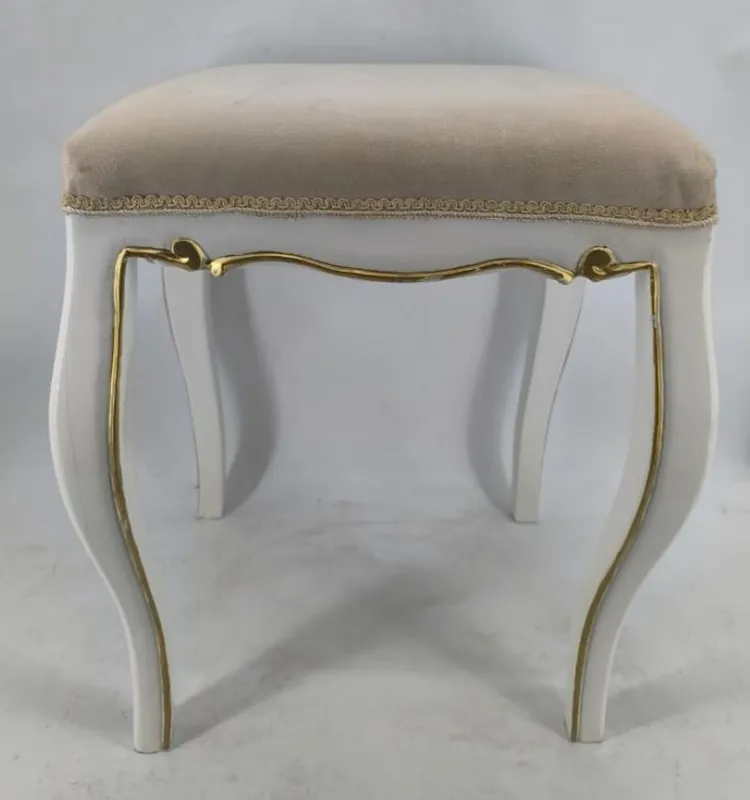 Günstig Casa Padrino Luxus Barock Hocker Grau / Weiß / Gold - Prunkvolle Barock Möbel