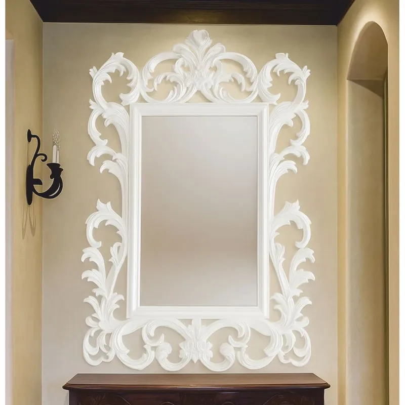 Casa Padrino Luxus Barock Spiegel Weiß H. 134 cm - Barockstil Möbel Preiswert