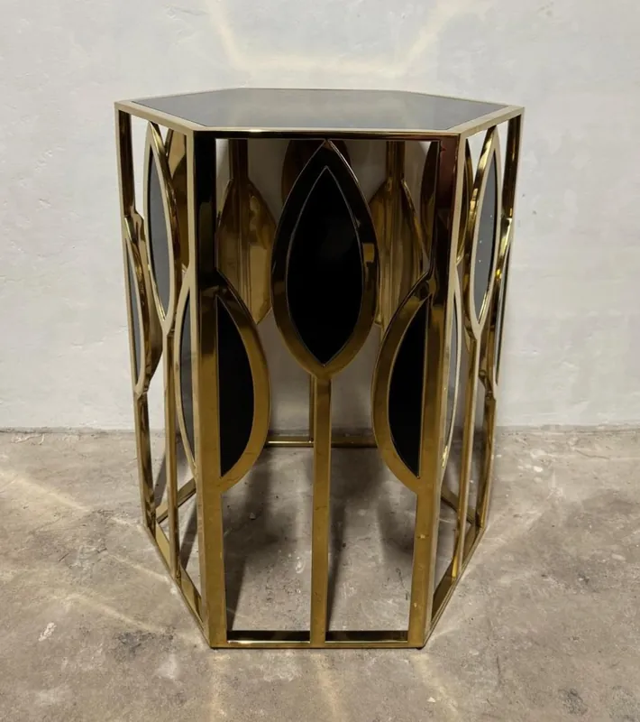 Casa Padrino Luxus Beistelltisch Gold / Schwarz H. 65,5 cm - Luxus Möbel Wochenendangebot