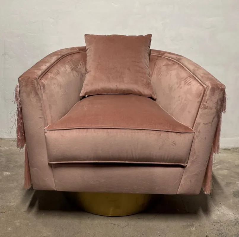Beliebt Casa Padrino Luxus Samt Drehsessel Rosa / Matt Gold - Luxus Wohnzimmer Möbel