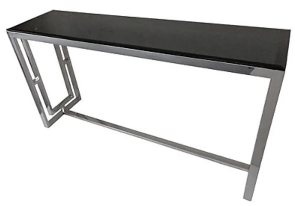 Casa Padrino Luxus Konsole mit Glasplatte Silber / Schwarz 150 cm - Luxus Interior Neu Im Sortiment