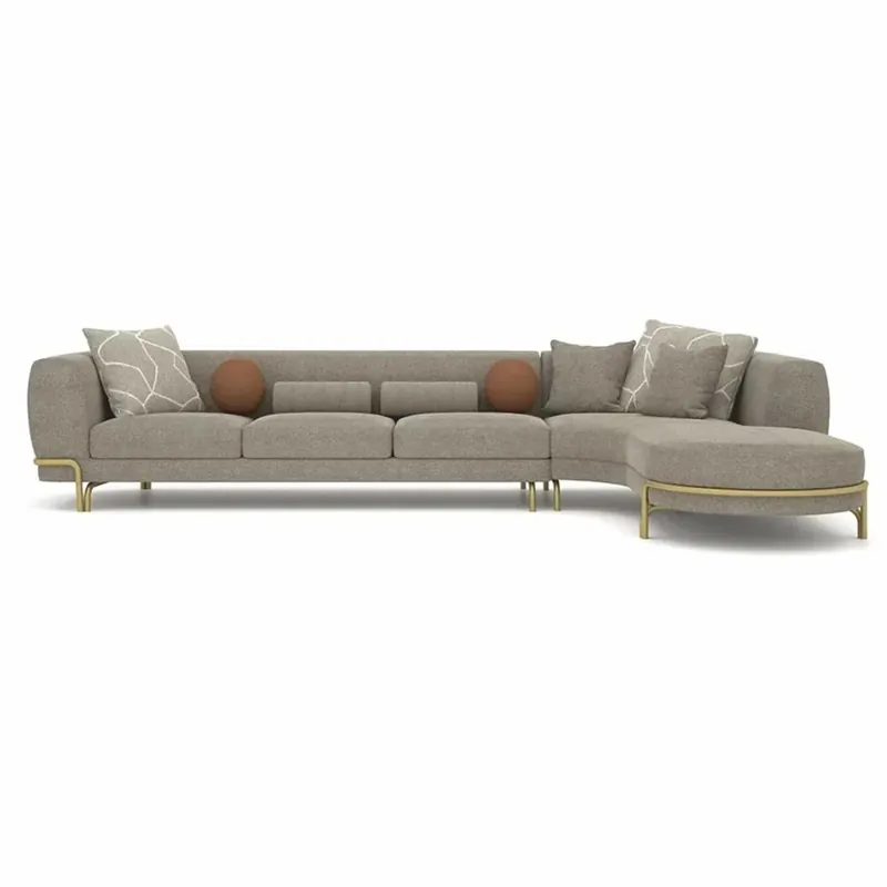 Casa Padrino Luxus Ecksofa Grau / Messing 390 cm - Wohnzimmer & Hotel Möbel Markenware